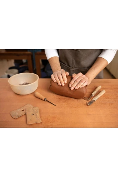 Kahverengi Seramik Hamuru 1 Kg Kırmızı Seramik Çamuru Toprak Doğal Kırmızı Kil Oyun Hamuru Çamuru - Resim 4