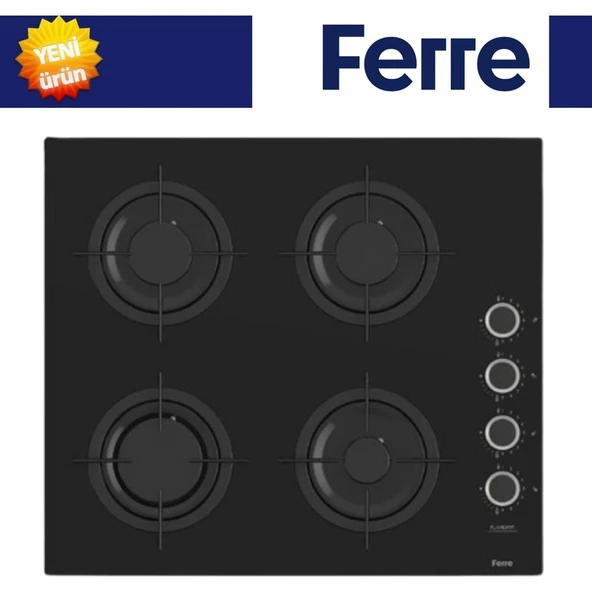 Ferre Yeni Seri Flowart  Siyah  Cam Ankastre Set (QBL62CS + SS205 + D086 ) - Resim 3