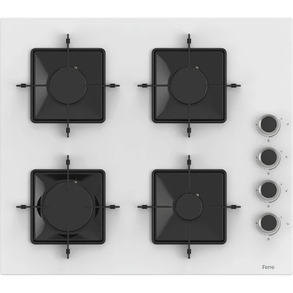 Ferre Flowart QBL63CB-SS206-D078 7 Prog. Dijital Turbo Ankastre Set - Beyaz - Resim 3