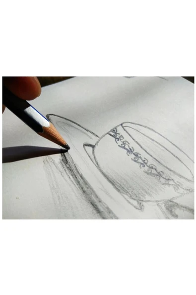 Fio A5 Spiralli Eskiz Defteri 90 gr Bez Çantalı Eskiz Seti Keep Smiling Karakalem Çizim Seti 12'li - Resim 4