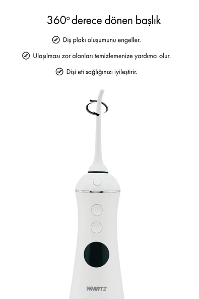 Whirtz Su Püskürtmeli Ağız Duşu – 300ml, Şarjlı, Taşınabilir - Resim 3