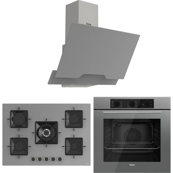 Ferre Ss Serisi Gri 5 Gözlü Ankastre Set ( QBL62CPR-SS038-D065 ) ürün görseli