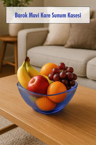 Barok Mavi Orta Boy Kare Kase & Sunum Kasesi - 1,5 Lt ürün görseli 1