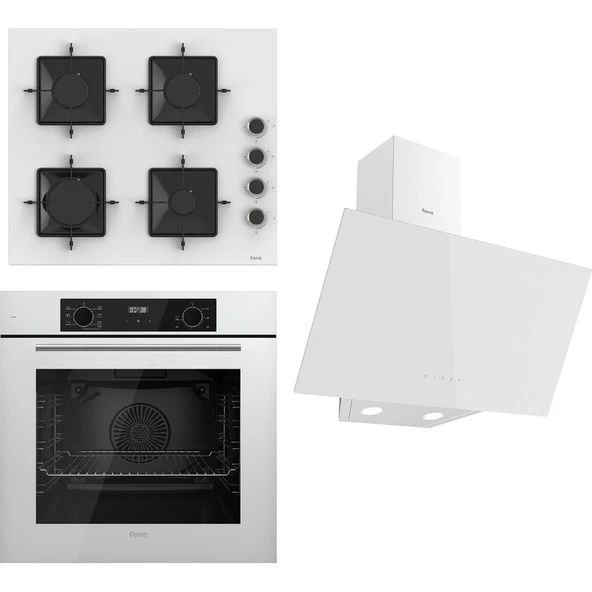 Ferre Flowart Serisi Beyaz Set (SS206 + QBL63CB +D078) - Emaye Izgara ürün görseli