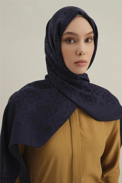 Lyocell Naia Kare Monogram Şal 6 - Resim 8