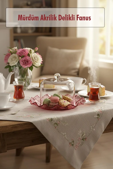 Mürdüm Akrilik Delikli Fanus Sunum ve Saklama Kabı - 2 Parça ürün görseli 1