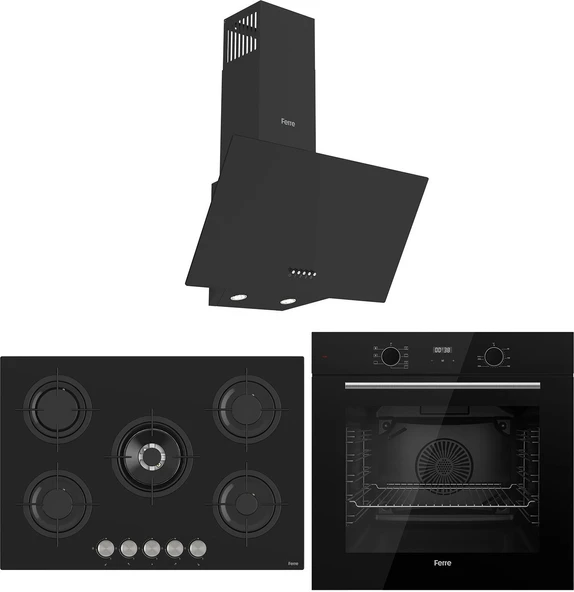 Ferre Flowart Evolis Essential Siyah 3'lü Ankastre Set ( QBL63CS-RS035-D086 ) ürün görseli