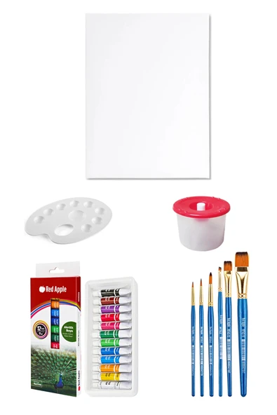 Akrilik Boya Seti 9 ml 12'li Tuval Seti 35x50 Tuval ürün görseli