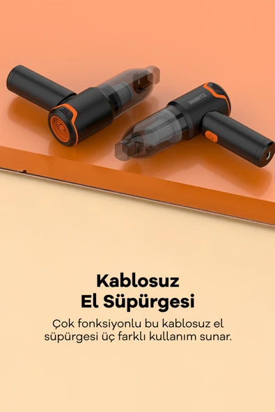 Whirtz Şarjlı Araç Içi Süpürge - Kablosuz Kullanım, Güçlü Emiş Gücü ürün görseli