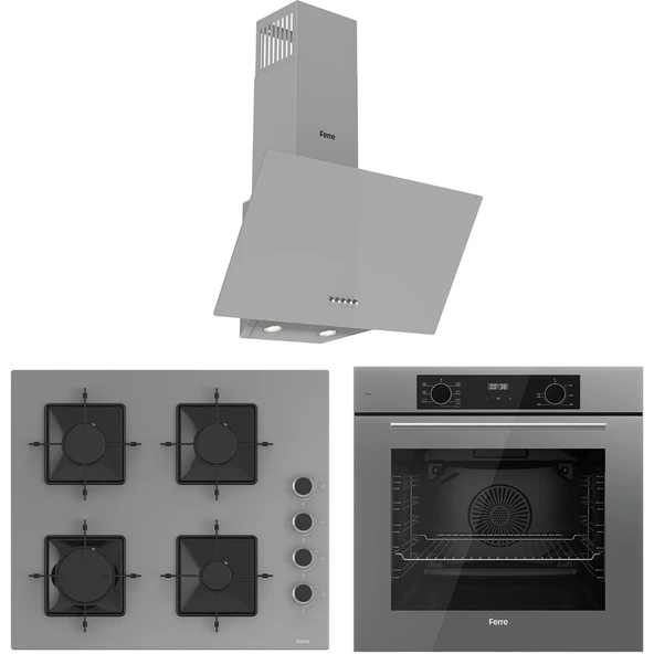 Ferre Flowart Ventora Essential Gri 3'lü Ankastre Set ( QBL63CPR-SS208-D088 ) ürün görseli