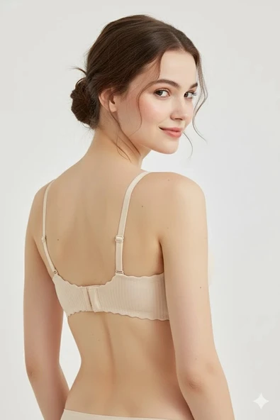 Lazer Kesim Dolgulu Telsiz  İz Yapmaz Sütyen Ten - Resim 2