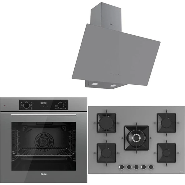 Ferre Icon Plus 75 Serisi 3lü Cam Ankastre Set (QBL63CPR-SS038-D079) ürün görseli