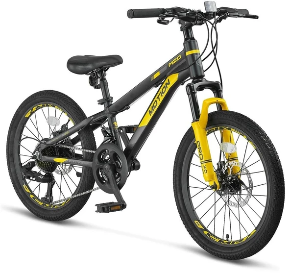 ÜMİT 2078 M-2D MOTION ERKEK ÇOCUK BİSİKLETİ 254H V 20 JANT 21 VİTES SİYAH SARI ürün görseli