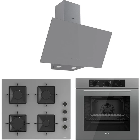 Ferre Elegant Line Basic Gri Ankastre Set ( QBL62CPR-SS208-D079 ) ürün görseli