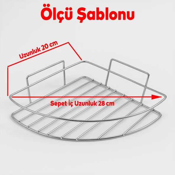 Krom Tek Katlı Duş Şampuanlığı Paslanmaz Çelik Banyo Köşe Rafı Vidalı Sağlam ve Şık Tasarım - Resim 3