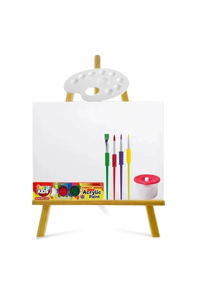 Mini Şövale 6x15 Ml Akrilik Boya Seti Tuval Seti 25x35 Çocuklar Için Boyama Seti ürün görseli