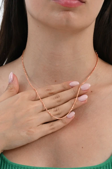 925 Ayar gümüş rose stella rocco lazer kesim italyan halat zincir SGTL13103ROSE - Resim 2