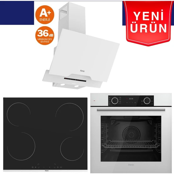 Ferre  Fryart Serisi Silenart  Vitroseramik Elektrikli  Ankastre Set (QBL63CB + MS261 + D064 -Sa) ürün görseli