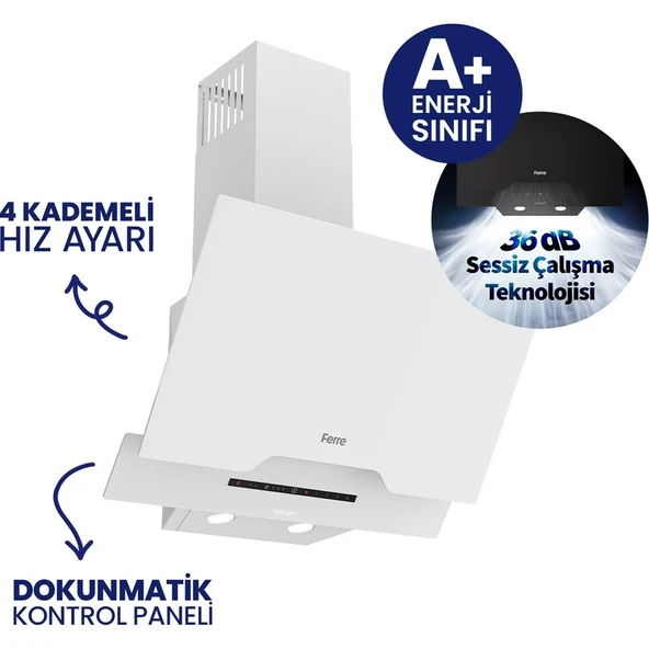 Ferre Flowart Turbolu Beyaz Cam Silenart Ankastre Set ( Kaymaz Döküm Izgara ) QBL62CB - SC206 - D064SA - Resim 4