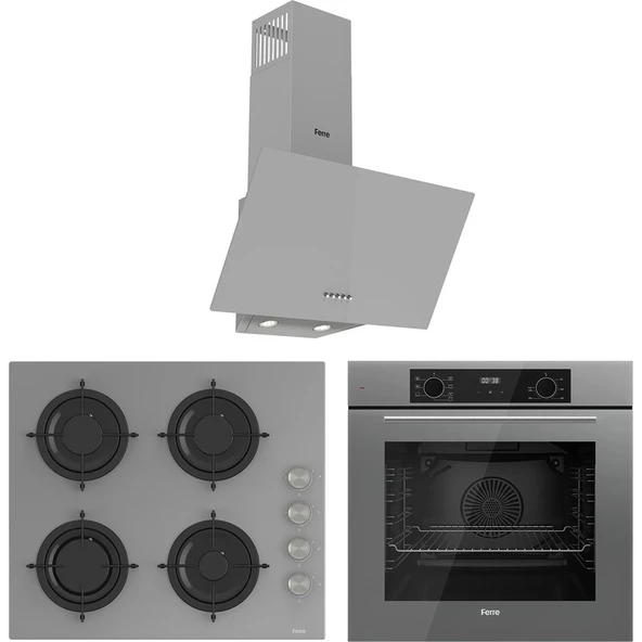 Ferre Flowart Lumora Essential Gri 3'lü Ankastre Set ( QBL63CPR-CS208-D088 ) ürün görseli