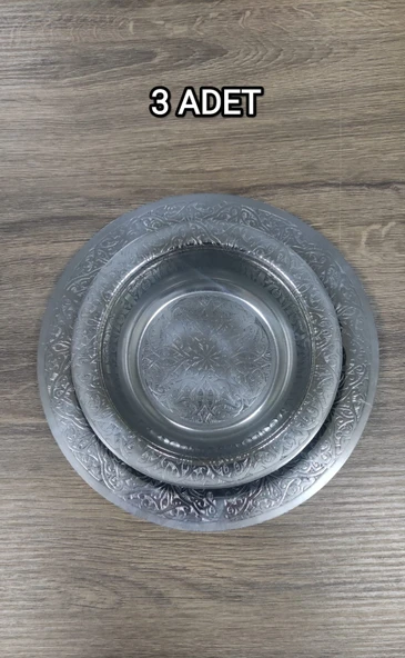 Otantik Desenli Krom Çelik Çorba Kasesi Ve Altlığı ürün görseli