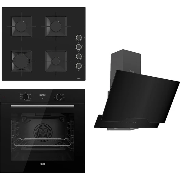 Ferre Flowart  Serisi Siyah Set (SS205 + QBL63CS +D063) - Emaye Izgara ürün görseli