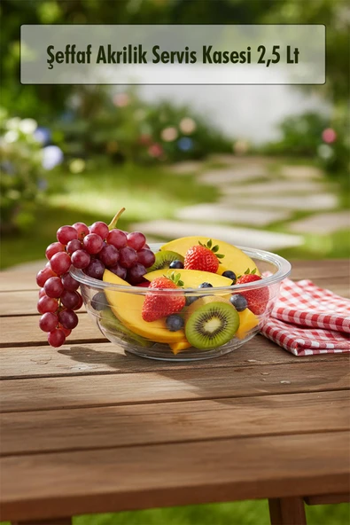 2,5 Lt Şeffaf Akrilik Servis Kasesi ve Karıştırma Kabı ürün görseli 1