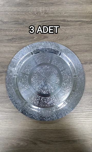 26 Cm Otantik Desenli Krom Çelik Meze ve Servis Tabağı ürün görseli