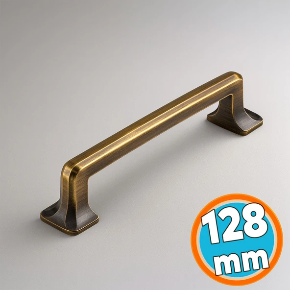 Mobilya Mutfak Çekmece Dolap Dolabı Kulpu Kulbu Kulpları 128 mm Eskitme Antik Sarı Metal ürün görseli