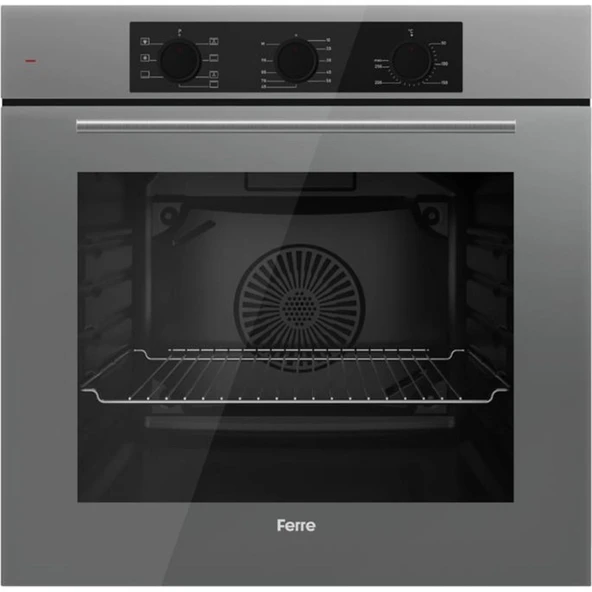 Ferre Flowart Via Vitroseramik Elektrikli Gri  Ankastre Set ( D065-SA Sessiz + MS261 + QBL62CPR) - Resim 2