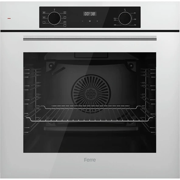 Ferre Flowart QBL63CB-SS206-D078 7 Prog. Dijital Turbo Ankastre Set - Beyaz - Resim 2