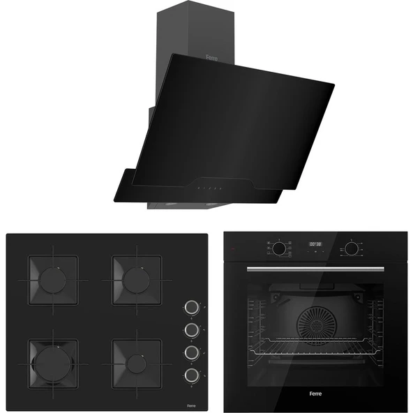 Ferre Flowart Ventora Pro Siyah 3'lü Ankastre Set ( QBL63CS-SS205-D063 ) ürün görseli