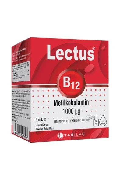 Lectus B12 Metilkobalamin Dilaltı Sprey 5 ml ürün görseli 1