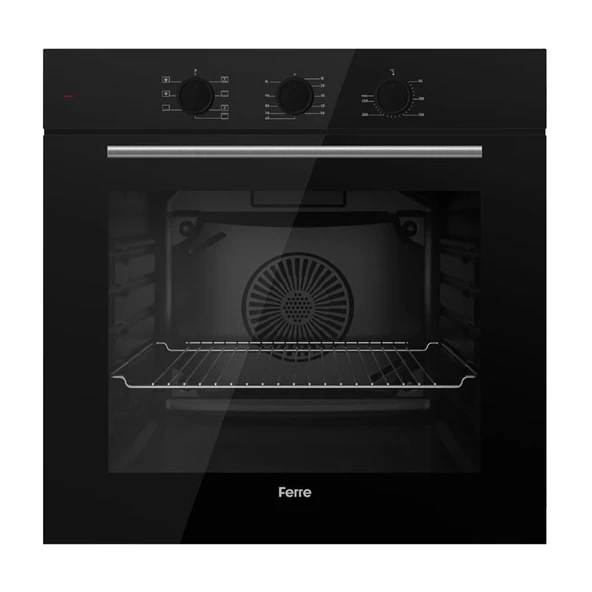 Ferre  Vitroseramik Elektrikli Siyah Cam  Ankastre Set (QBL62CS + MS261 + D086) - Resim 2