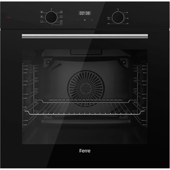 Ferre Flowart QBL63CS-SS205-D077 7 Prog. Dijital Turbo Ankastre Set - Siyah - Resim 3