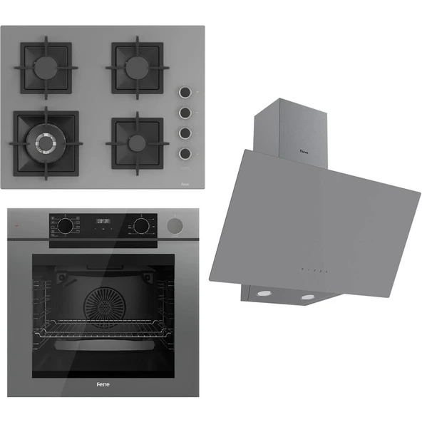 Ferre Steamart-Fryart Serisi Gri Set (SC408-WFA + QEP64CPR +D079) - Döküm Izgara / 65 cm Ocak ürün görseli
