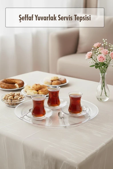 Şeffaf Yuvarlak Servis Tepsisi 33 cm ürün görseli 1