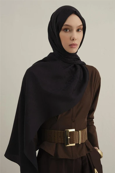 Lyocell Naia Kare Monogram Şal 6 - Resim 10