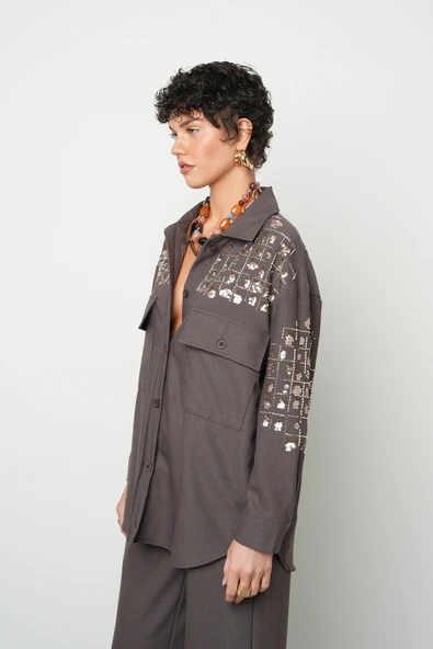 Kadın Robası Ve Kolları Nakış - Boncuk İşlemeli Ceket - 6