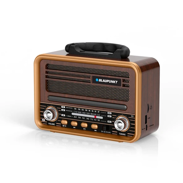 Blaupunkt R85 Nostaljik Bluetooth Radyo Type-C Şarjlı TWS Dual Bağlantı FM/AM/SW Kahverengi