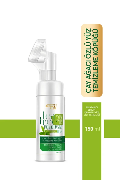Softto Plus Çay Ağacı Özlü Yağlanma Karşıtı Sebum Dengeleyici Fırçalı Yüz Temizleme Köpüğü 150ml ürün görseli 1