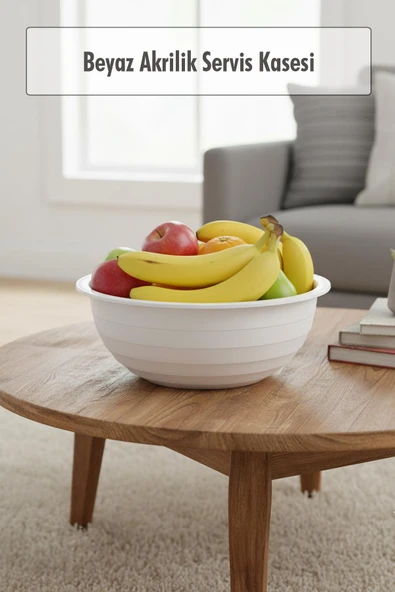 2,5 Lt Beyaz Akrilik Servis Kasesi & Karıştırma Kabı ürün görseli 1