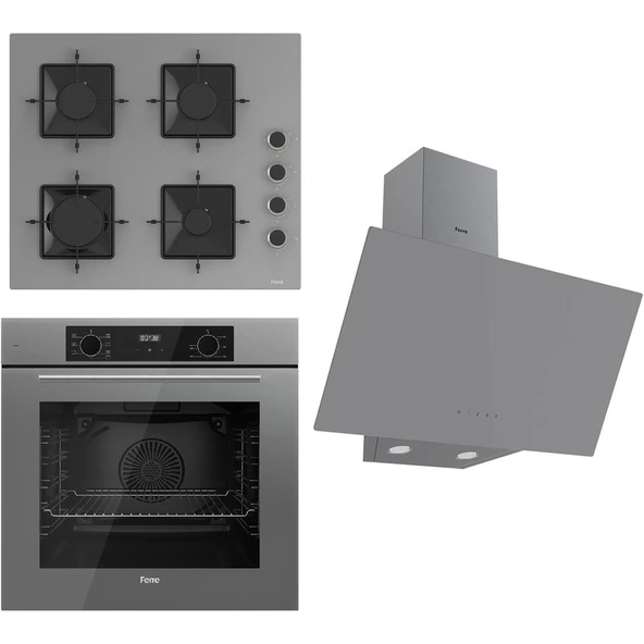 Ferre Flowart Serisi Gri Set (SS208 + QBL63CPR +D079) - Emaye Izgara ürün görseli