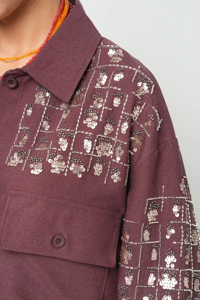 Kadın Robası Ve Kolları Nakış - Boncuk İşlemeli Ceket - 3