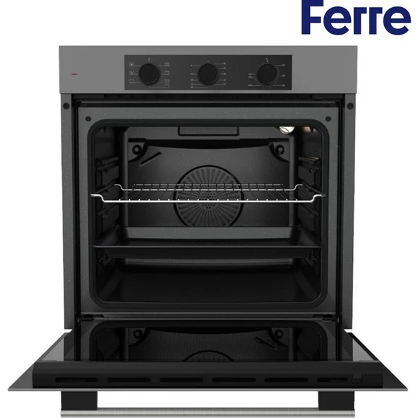 Ferre Flowart Via Vitroseramik Elektrikli Gri  Ankastre Set ( D065-SA Sessiz + MS261 + QBL62CPR) - Resim 4