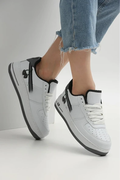 Happy Valentines Gri Siyah Çizgili Sneaker ürün görseli