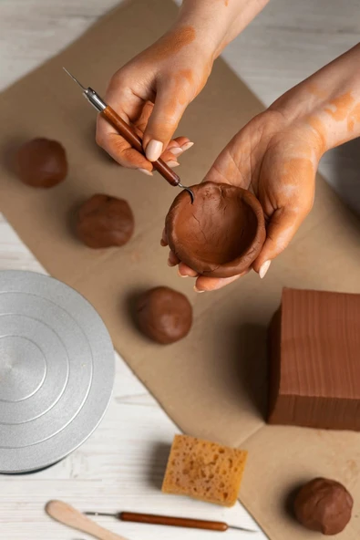 Kahverengi Seramik Hamuru 1 Kg Kırmızı Seramik Çamuru Toprak Doğal Kırmızı Kil Oyun Hamuru Çamuru - Resim 2