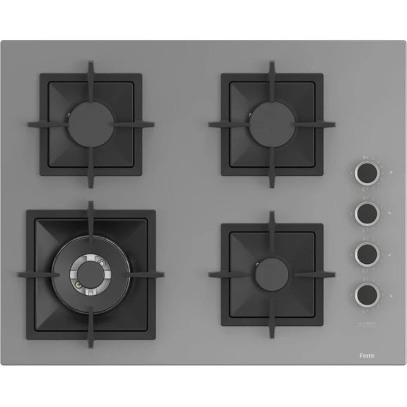 Ferre Flowart-Sılentart Serisi Gri Set (SC408-WFA + QBL63CPR +D065-SA) - Döküm Izgara / 65 cm Ocak - Resim 2