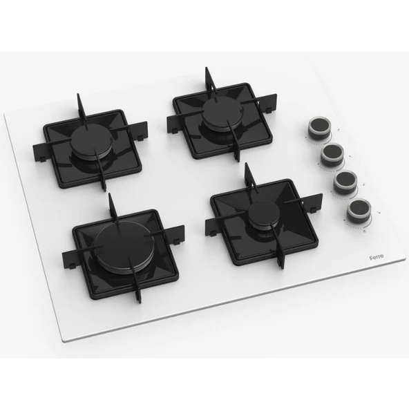 Ferre Flowart Serisi Beyaz Set (SS206 + QBL63CB +D078) - Emaye Izgara - Resim 3