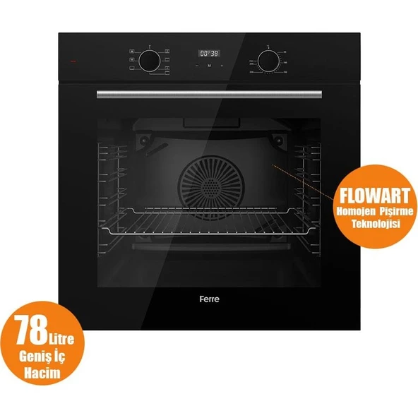 Ferre Flowart Serisi Siyah Set (SC405-WFA + QBL63CS +D063) - Döküm Izgara - 65 cm Ocak - Resim 5